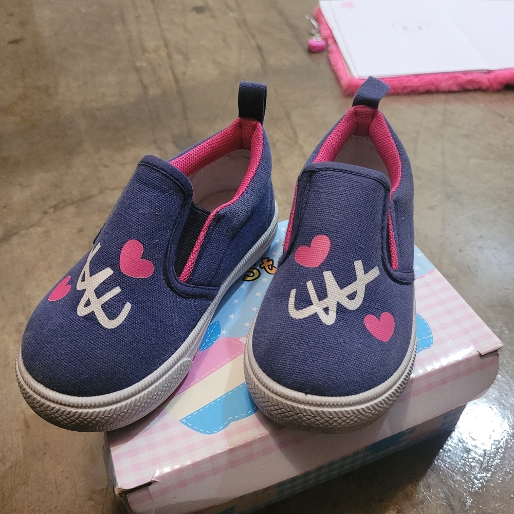 Kids Navy and Pink Slip-On Shoes - Picture 4 of 4